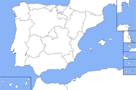 Large Blank Map Of Spain Madrid Printable Map, Spain, Exact Vector
