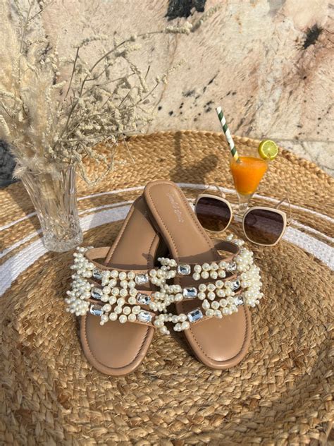 Buy Pearl Luxe Sliders | Elegant Pearl & Crystal Embellished Slip-Ons ...