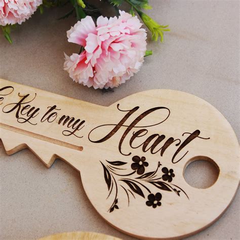 You're The Key To My Heart Wood Key & Heart Poster| Romantic Gift Set ...