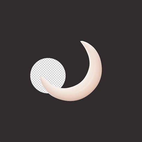 3d render peach crescent moon icon over black and circle png background ...