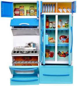 Crazkid toys Doll Dream House Kitchen Set, blue color with light ...
