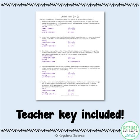 Charles Law Problems with Answer Key Chemistry Gas Laws ...