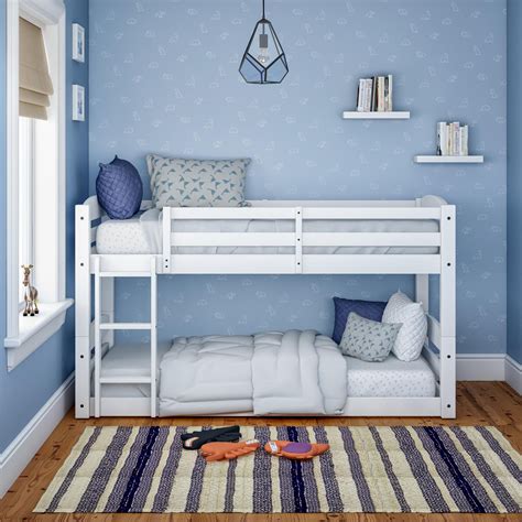 Better Homes and Gardens Tristan Twin Size Floor Bunk Bed Frame, White ...