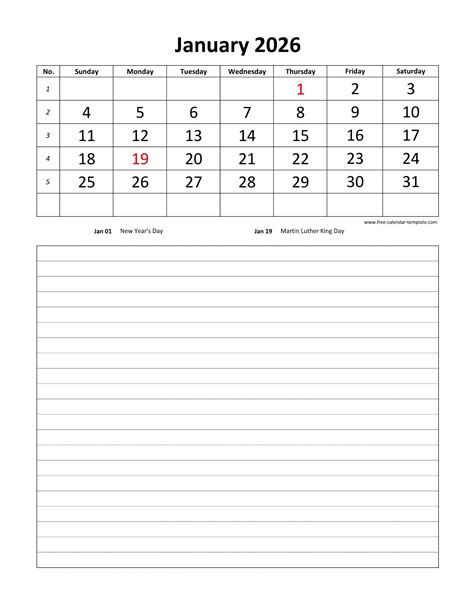 Printable Monthly Calendar 2026 Vertical: Plan Your Year with Ease ...