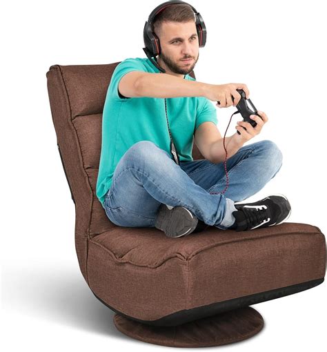 ERGOMASTER Reclining Folding Floor Gaming Chair w/ 360-Degree Swivel, 5 ...