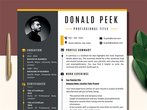 Business Resume, Word Resume Format, Resume With Photo, Marketing ...