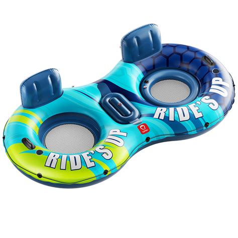 QPAU Inflatable Double River Tube, 2 Person 660lb Capacity, Puncture ...