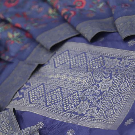 Garj Russian Purple Semi Pashmina Top with Semi Pashmina Dupatta ...