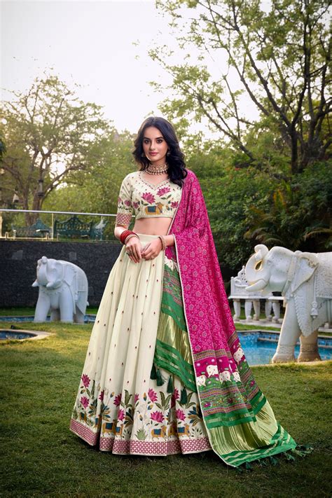 Classic White Lehenga With Festive Dupatta – Gracious You