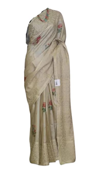 Tussar Silk Hand Embroidery Cutwork freeshipping - SILK ZONE