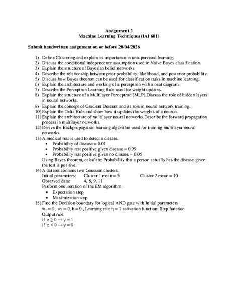 Assignment 2 - Machine Learning Techniques (IAI 601) - Studocu