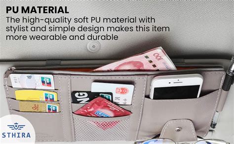 STHIRA® PU Leather Multi-Function Car Space Sun Visor Organizer Hanging ...