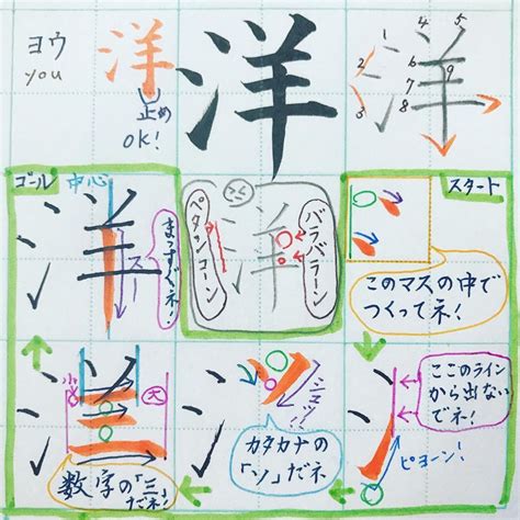 ゆうせん kasugaiさんはInstagramを利用しています:「小3で習う漢字 「洋」 ヨウ ・ 氵＋羊 ・ 「氵」1画目のヽは、だいたい ...