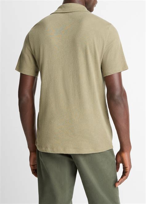 Cotton Johnny-Collar Polo Shirt in Henleys & Polos | Vince