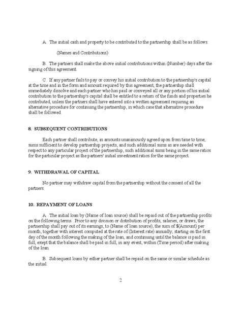 Partnership Agreement Form Sample 的图像结果