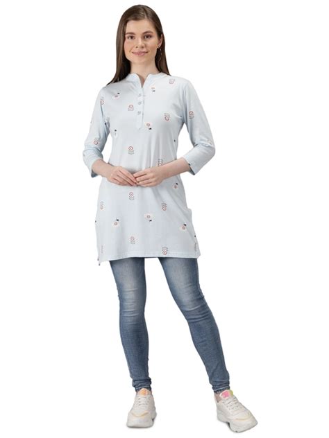 Archoo Longline Tunic Tops - Sky Blue - Archoo