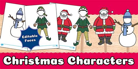 Face Cut Out Christmas Cards - Editable Characters