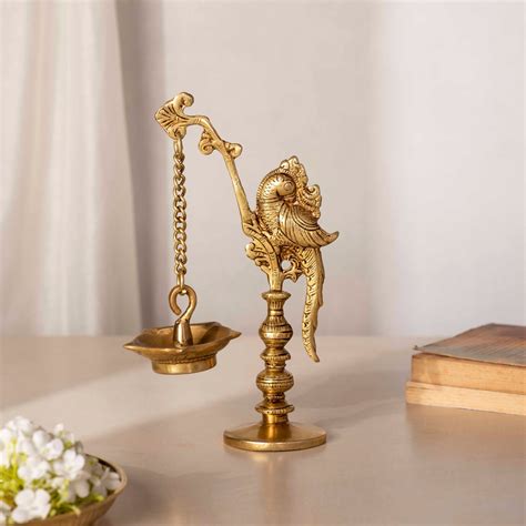 Brass Peacock Diya [9 inch] - Darbar Craft