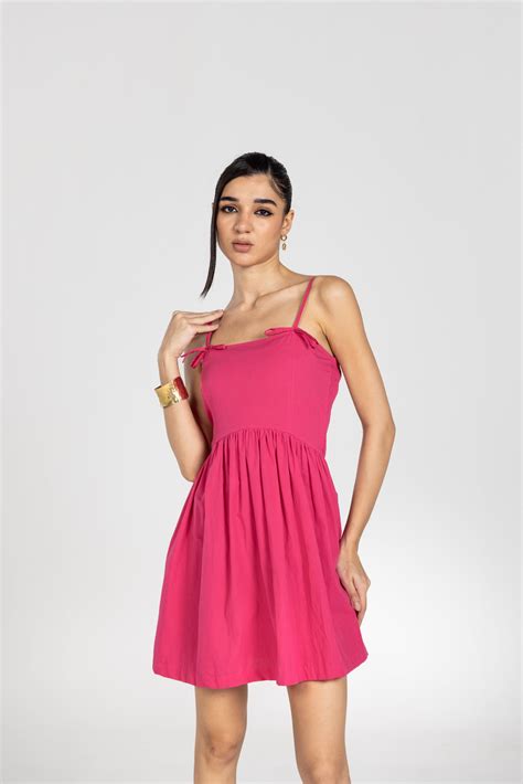 Pink Mini Dress With Bow – Past Modern