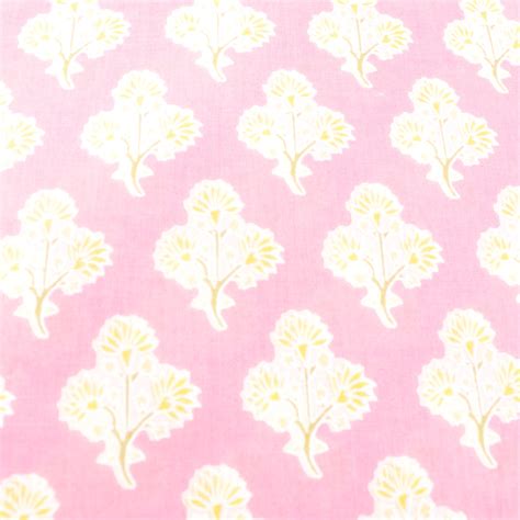 Pastel Pink Cotton Fabric with Marigold Yellow Flowers Printed Premium ...