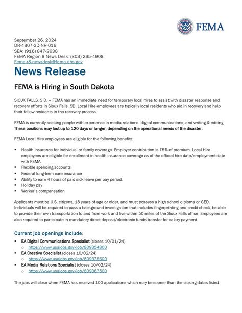 FEMA is Hiring in South Dakota | North Sioux City, SD