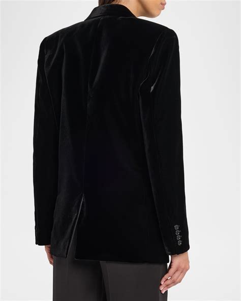 Saint Laurent Velvet Double-Breasted Blazer | Neiman Marcus