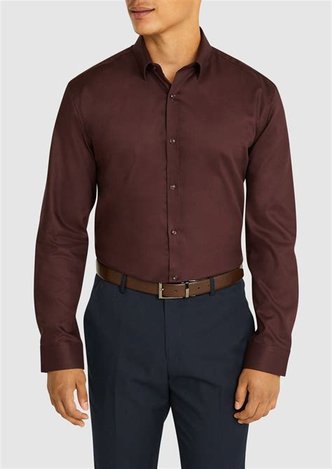 Wine London Slim Dress Shirt | Men's Tops | Connor AU