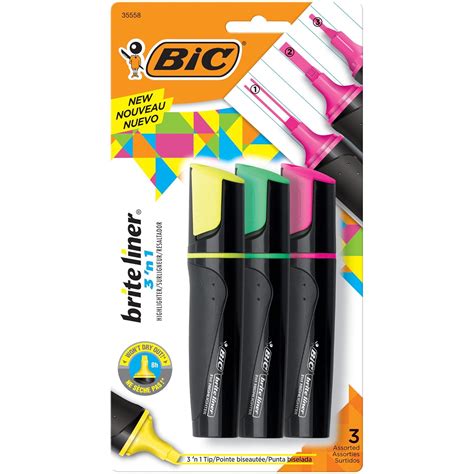 BIC Brite Liner 3 n' 1 Highlighter - Outline, Highlight or Underline ...
