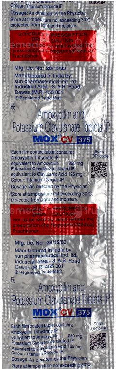 Mox Cv 250/125 Mg Tablet: Uses, Side Effects, Price & Substitutes