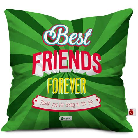 Buy Indigifts Best Friends Forever Printed Satin Cushion Cover 12X12 ...