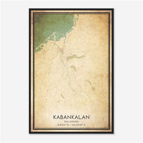 Vintage Kabankalan Philippines Map Poster, Kabankalan City Road Wall Art Print - Custom Maps ...