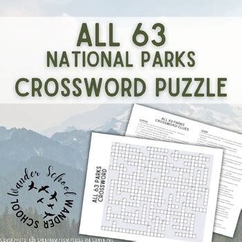 Wander School: All 63 National Parks Crossword Puzzle by WanderSchool