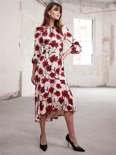 Mint Velvet Floral Ruffle Hem Midi Dress