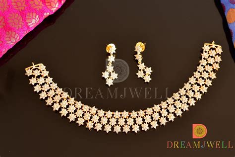 DREAMJWELL - Amazing Gold Tone Cz Nakshatra Designer Necklace Set DJ32 ...