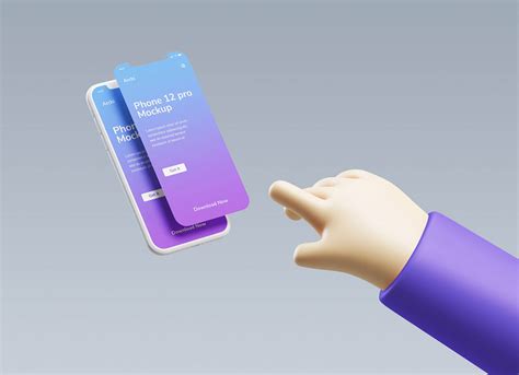 Floating Clay iPhone Mockup With 3D Hand | Free PSD Templates
