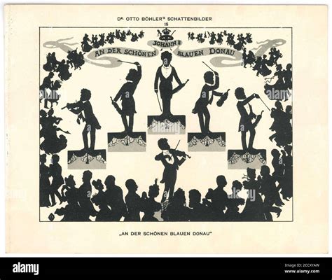 Johann Strauss Donauwalzer The Blue Danube silhouette Otto Böhler Stock ...