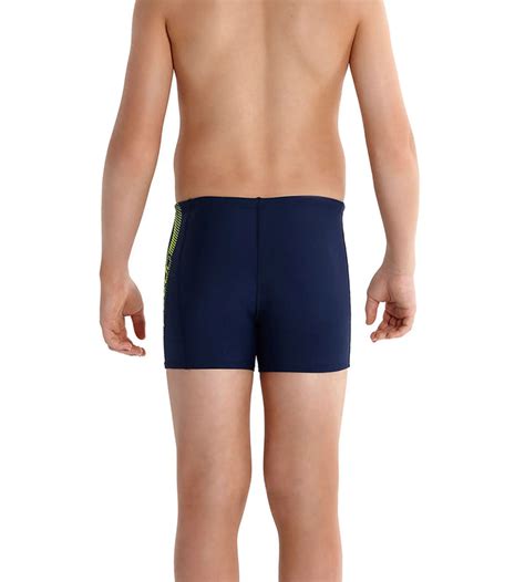 Buy Speedo Sports Logo Panel Aquashort Boys - Navy & Fluo Yellow ...