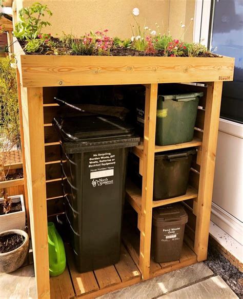 Wheelie Bin & Recycling Store with Green Roof Planter | Recycling ...