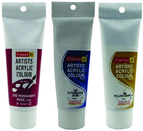 Camlin Kokuyo Acrylic Tubes Permanent Rose Deep, Ultramarine Blue and ...