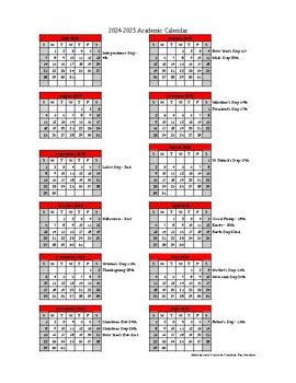 Academic Calendar 2024-2025 Option 1 by Jen's Corner | TPT