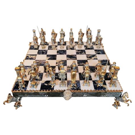 Italian Sterling Silver Chess Board, Chess Game, Sodalite Marble For ...