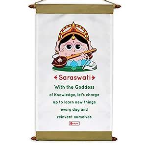 Buy Indigifts Religious Wall Hanging Saraswati Scroll Card Canvas Art ...