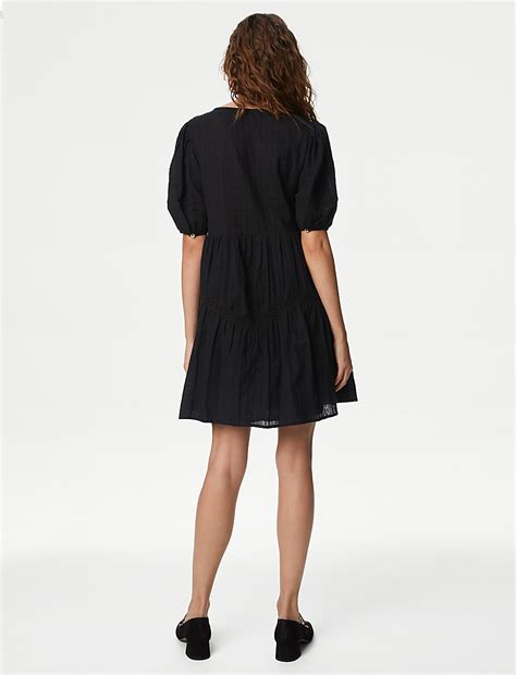 Buy Pure Cotton Pintuck Mini Waisted Dress at Marks & Spencer