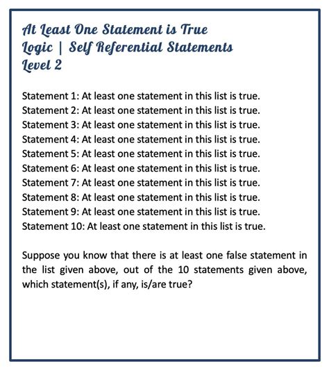 At Least One Statement is True - A Self Referential Problem : r ...
