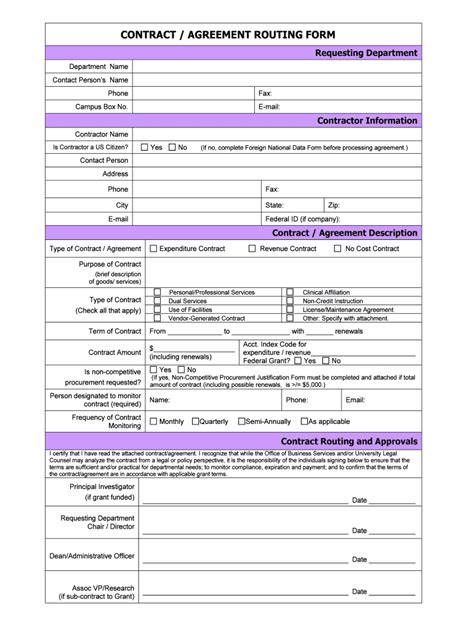 Fillable Online tntech Contract / agreement routing form - Tennessee ...
