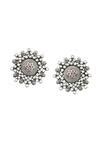 Buy Silver Plated Crystals Polki Stone Embellished Floral Studs by Noor ...