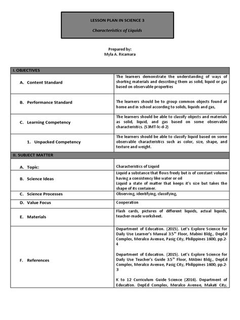 Chemistry Lesson Plan 的图像结果