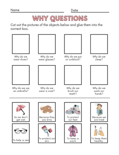 Why Questions Worksheet Speech Therapy - Etsy