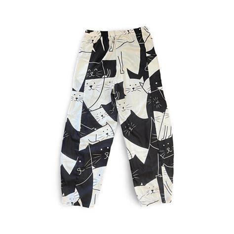 Women Lounge Pajama Sleep Pants Black & White Cat... - Depop