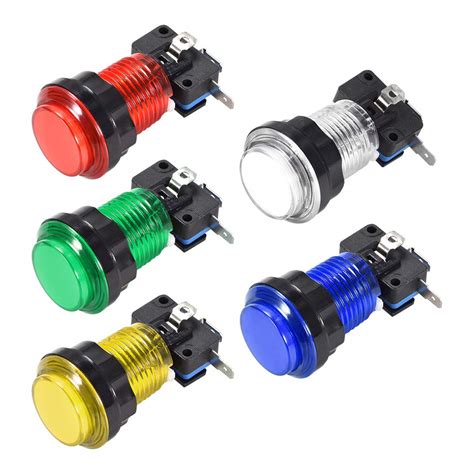 uxcell Game Push Button 33.5mm Round 12V LED Illuminated Push Button ...